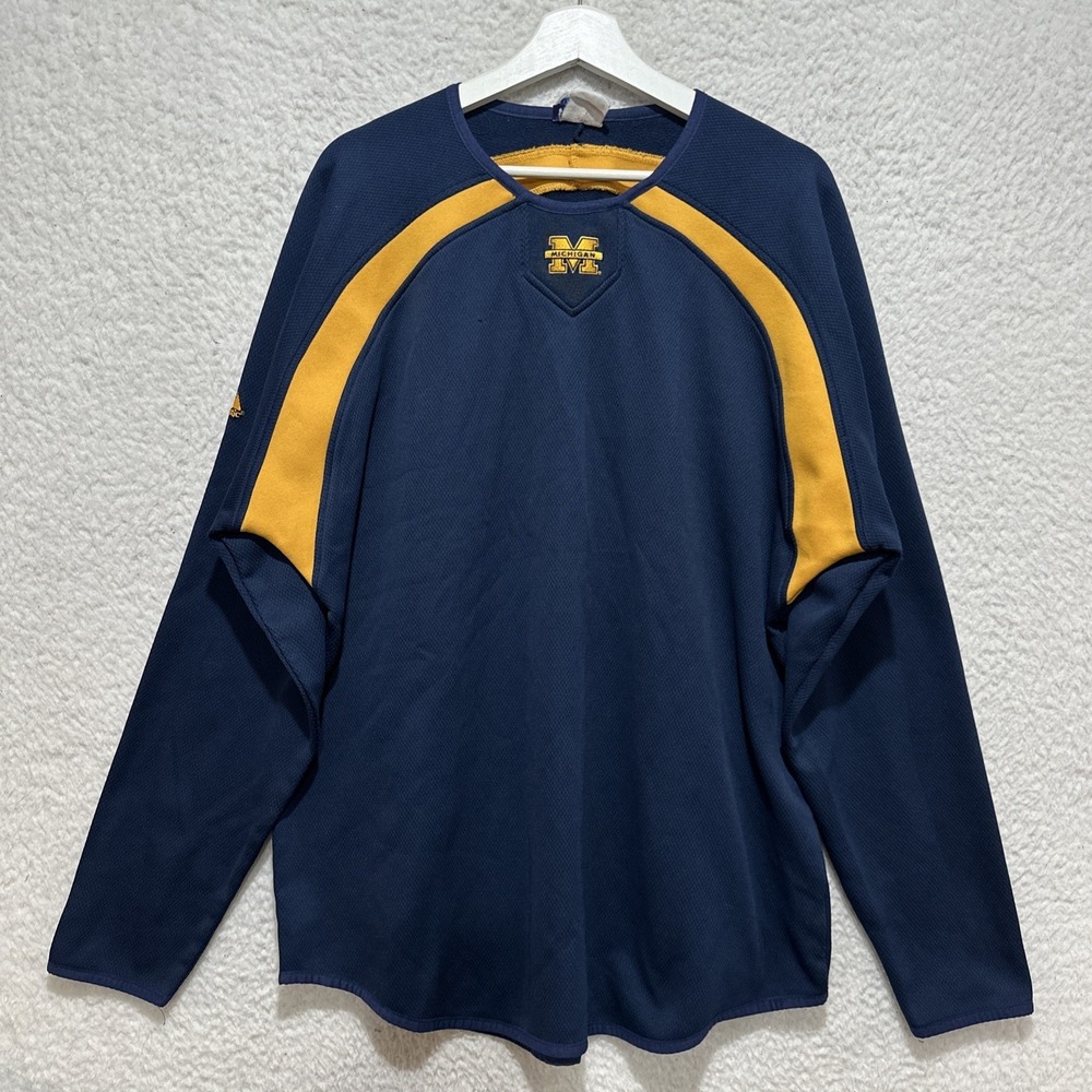 Majestic Michigan‎ Wolverines Warm Up Shirt Navy Gold Baseball Batting Cage